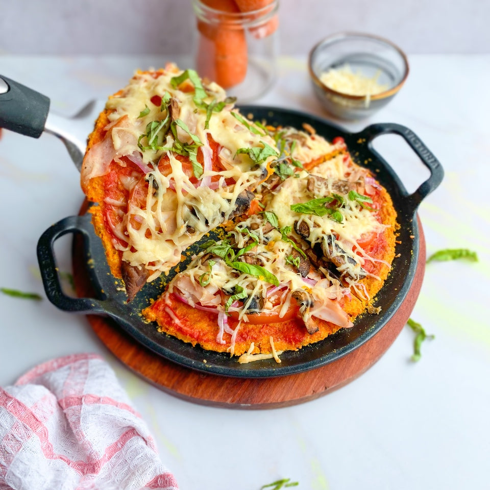 Pizza con base de zanahoria