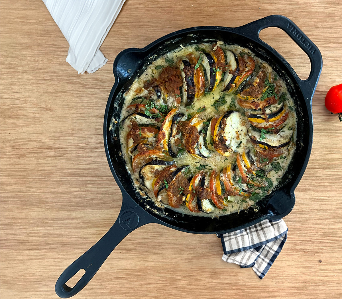 Ratatouille de vegetales con queso mozarella