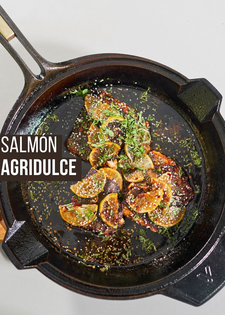 Salmón agridulce en Hierro Fundido