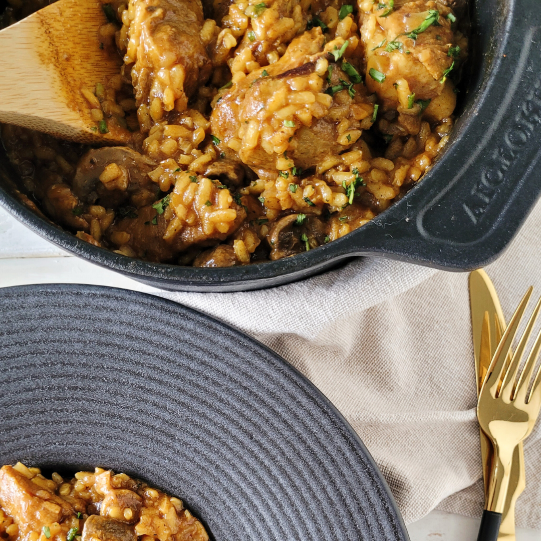 Arroz cremoso con costillas de cerdo