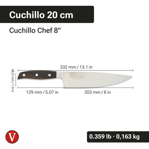 Cuchillo Chef Profesional 8” en Acero Inoxidable – Victoria
