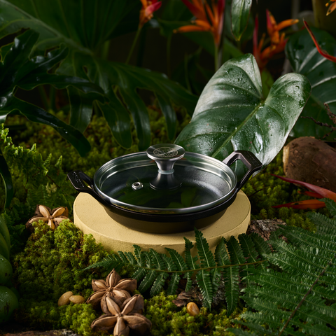 Mini Cazuela Colibrí 14 Cm Con Tapa Vidrio Esmaltada