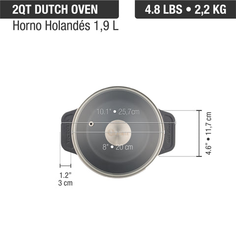 Horno Holandés 1,9 Lt  Tapa Vidrio Olla Esmaltada